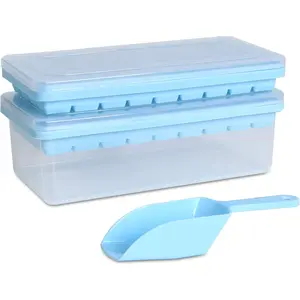 -grade   Tray with Lid and Storage Bin for Freezer, Easy-Release 2 * 36 Small Nugget Ice Trays 1 ice Bucket & Scoop, Flexible  Molds with Ice Container