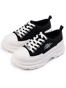 LightningSpeed Sneakers Casual Paris Fashion Week Show Height Increase Derby Couple Shoes, Canvas Upper, Rubber Sole, Medium Width, All Seasons