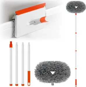 Baseboard Cleaner Tool with Handle, Extendable Long Handle Baseboard Cleaning Duster with  Pads for Floorboard, Ceiling Fan  Cleaner Duster (Gray)