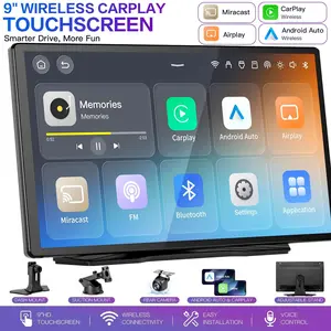 【YMQ Smart Drive】2026 Upgraded Wireless CarPlay Srceen: 9-inch IPS touchscreen and supports CarPlay, Android Auto, and Mirror Link(Simulcasting to TikTok and YouTube)/rearview camera/navigation functionality/and a voice assistant/user tutorial.