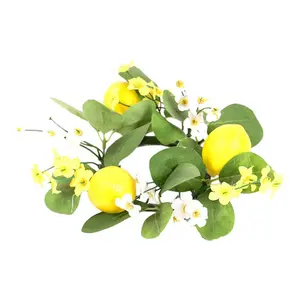 Candle Rings Wreaths Pillars Candlesticks Lemon Decorative Wreaths Artificial Garland for Christmas Cabinet