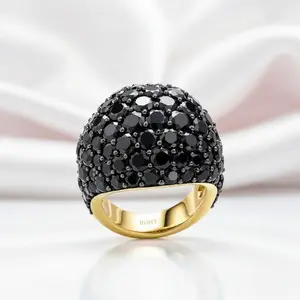 Unique 5.20 Ct Round-cut Black Spinel Ring