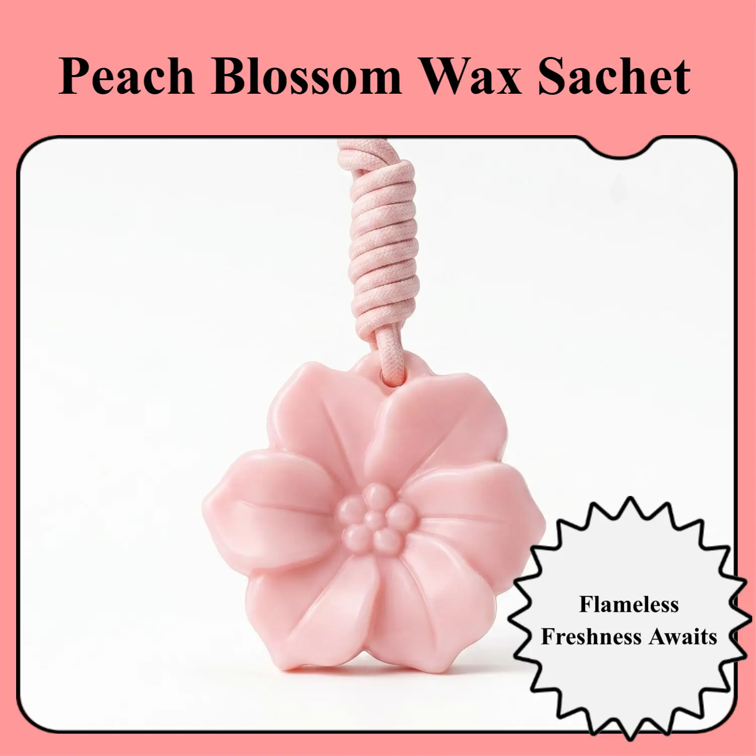 Times Realm 3D Flower Soy Blend Scented Wax Sachet - Flameless Hanging Wardrobe Freshener for Closet, Drawer & Home Decor, Peach Blossom Fragrance