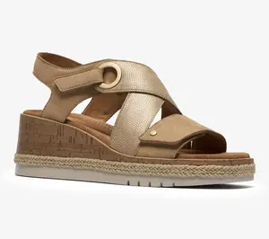 Clarks Signature Leather Wedge Sandals -Kidiki Sun