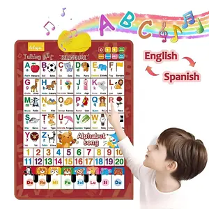 English-Spanish Alphabet Poster, Fun Abc Bilingual Learning Chart, Early Education Language Toy, Boys Girls Back-To-School Gift