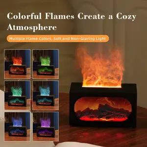 Essential Oil Diffuser, Flame Effect Humidifier, Cold Mist Ultrasonic Aromatherapy Machine, Seven Color LED Lights, Home Air Purifier, Aroma Diffuser Humidifiers