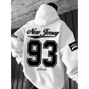 Knit Hoodie Long Sleeve Fleece Pullover, Unisex College Style Streetwear, Breathable Comfortable Fabric, Perfect for Fall & Winter