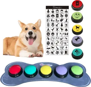 Set of 5 Color  Buttons with Rubber Mat for Communication,Voice Recording Button,Pet Talking Buttons,Pet Buttons,  & Behavior , Your  to Voice What They Want
