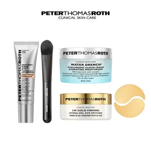 Peter Thomas Roth Gold Standard Skincare Bundle, Easy Wear Temporary Eye Tightener, Water Drench Moisturizer, 24K Gold Hydra-Gel Eye Patches