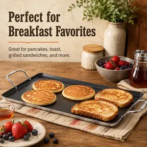 Premium Nonstick Griddle Tray – Large Cooking Surface with Dual Chrome Handles for Pancakes, Tortillas, Sandwiches & More – Durable Aluminum, Even Heat Distribution