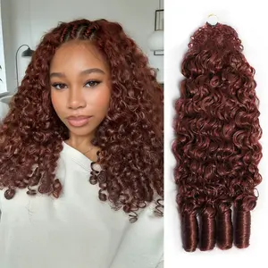 OQ HAIR Reddish Brown Burmese Curly Crochet Human Hair for Miracle Knots Seamless Blend Plush Texture Time-Saving Wear