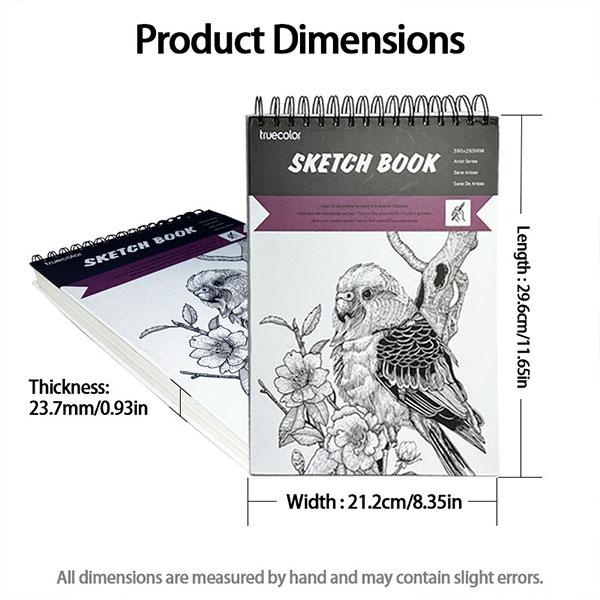 Truecolor Sketchbook,  No Bleed & No Smudge, Durable Hardcover Spiral Bound Sketch Pad, Smooth Drawing Journal for Artists, Beginners, Sketching, Doodling & Art Creation