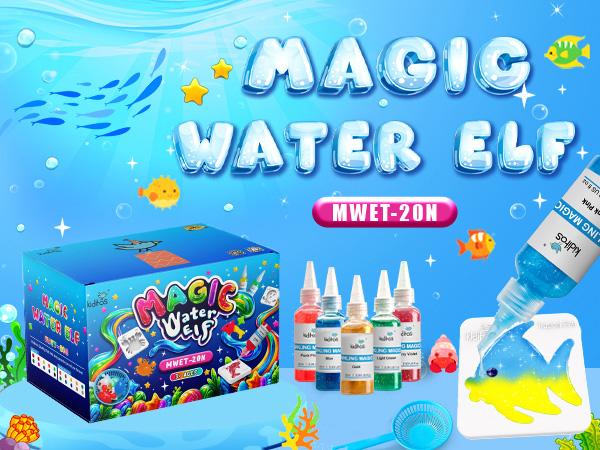 Kiditos Magic Water Elf Toy Kit with 20 Magic Gels, 10 Molds - Imaginative Play, Christmas Gifts, Birthday Gifts, Party Favors, and Family-Friendly DIY STEM Projects (20 Colors)