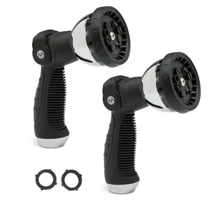 Morvat Water Metal & Rubber Hose Nozzle Sprayer with 10 Spray Patterns, 2 Pack
