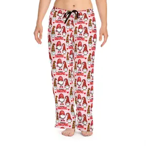 Gnomie Christmas Women's Pajama Pants (AOP) - Custom Printed Loungewear Nightwear - Fabric, Bottoms