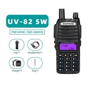 High Power Baofeng UV-82 5w Dual Ptt Walkie Talkie, UV82 Dual Band Vhf/uhf Fm, 10km Long Range Battery 2000mAh, Camping Rescue Radio
