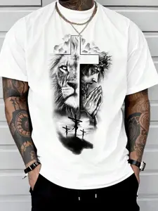 Sacred Duality Statement Top - Urban Prayer Graphic Featuring the Fused Lion & Christ, for Confident Street Style