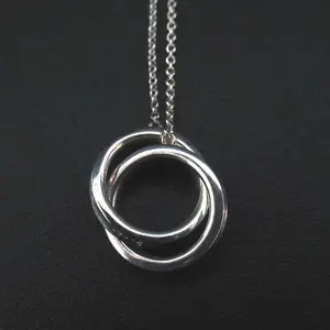 Pre-owned Tiffany & Co. Sterling Silver 925 (Ag925) Small Leather Goods Tiffany&Co. Interlocking Circle 1837 Ag925 Necklace