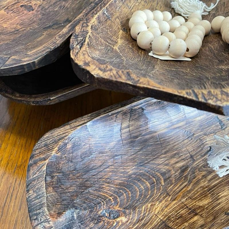 Handmade Santa Fe Wood Dough Bowl - Natural Wood Tableware with Unique Design and Decorative Elements - Wooden