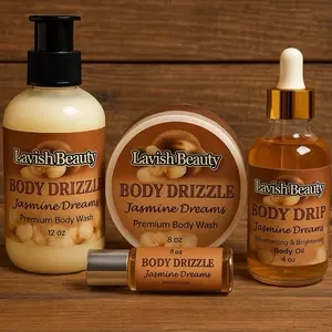 LavishBeauty Jasmine Dreams Collection 8oz Body Drizzle 4oz Body Drip 12oz Body Jelly Roll-On Perfume for Long-Lasting Jasmine Vanilla Fragrance