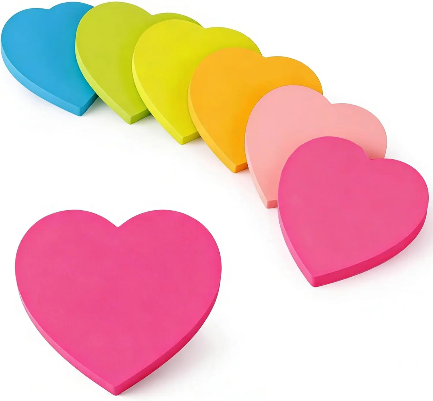 Heart Sticky Notes - 6 Pads Valentines Gifts | Valentines Party Favors Supplies for Women - Post Notes Stickers for Galentines - Teacher Must Have Desk Accessories for Classroom Office,80 Sheets/Pad, Cute Office Decor