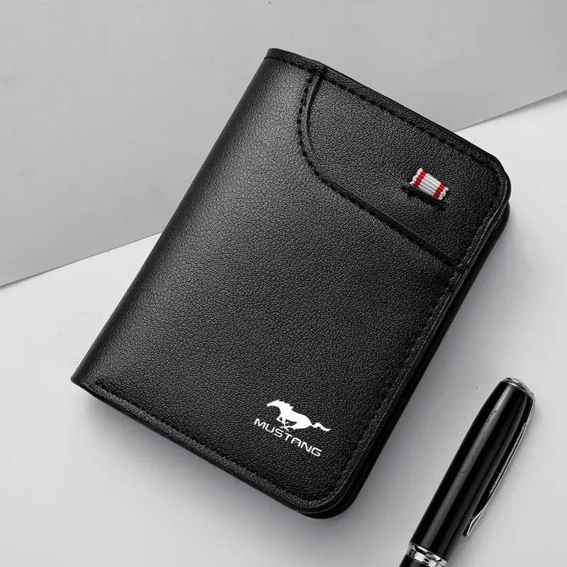 PU Leather Car Men's Bifold Wallet Coin Pocket ID Credit Card For Ford Fusion Mustang 350 500 GT SHELBY F150 Edge S-MAX Ranger Accessories