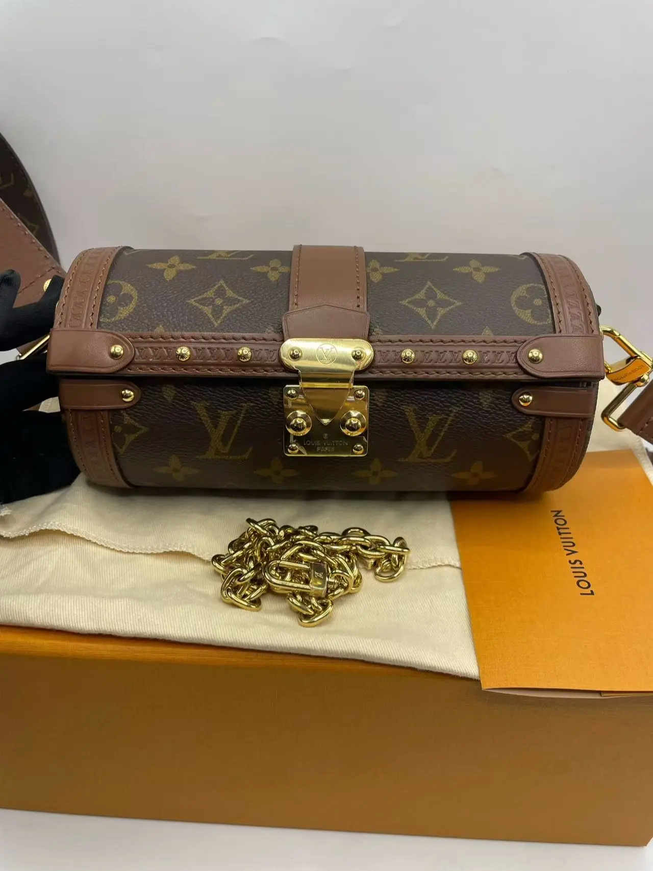 Pre-owned Louis Vuitton LV 98 99% New 2024, Full Set Papillon Trunk, chipped version, Accessories: Shoulder Strap, Chain, Dust Bag, Box, Receipt