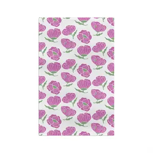 Slightly Subtle Pink Poppy Pattern Microfiber Tea Towel | Floral Kitchen Linen