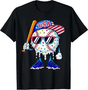 Baseball Drip for Youth and Adult Ice Cream Drip Baseball 4th of July T-Shirt, Baseball lifestyle shirt, 4th Of July Shirt, Independence Day tee, baseball ice cream drip, toddler clothes, Youth Clothing, family shirt, summer outfit, birthday gift