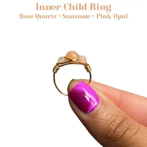 Inner Child Ring - Rose Quartz, Sunstone, Pink Opal  for Self-Nurturing, Healing, and Joy