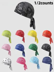 Men's Elastic Pirate Cap, Breathable Mesh Tail Headscarf, Cycling Knit Skull Cap, Comfortable Fashion Design, Ideal Gift Choice, Knit Hats