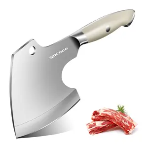 ROCOCO Bone Cutting Knife Cleaver - Hand Forged Meat Bone Butcher Knife Chopping Axe, Idea Gift for Thanksgiving, Christmas and Birthday