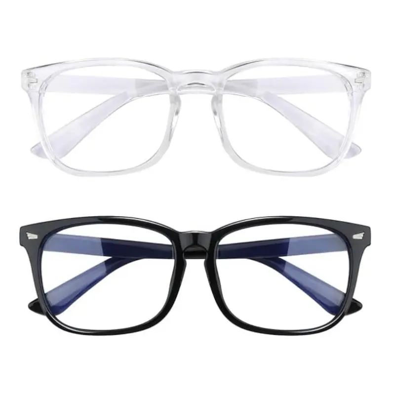 2 Pack Blue Light Blocking Glasses for Women & Men, 99% Blue Light Filter Computer Gaming Glasses, Anti-Glare UV Protection Eyewear for Office, Screen Time & Streaming