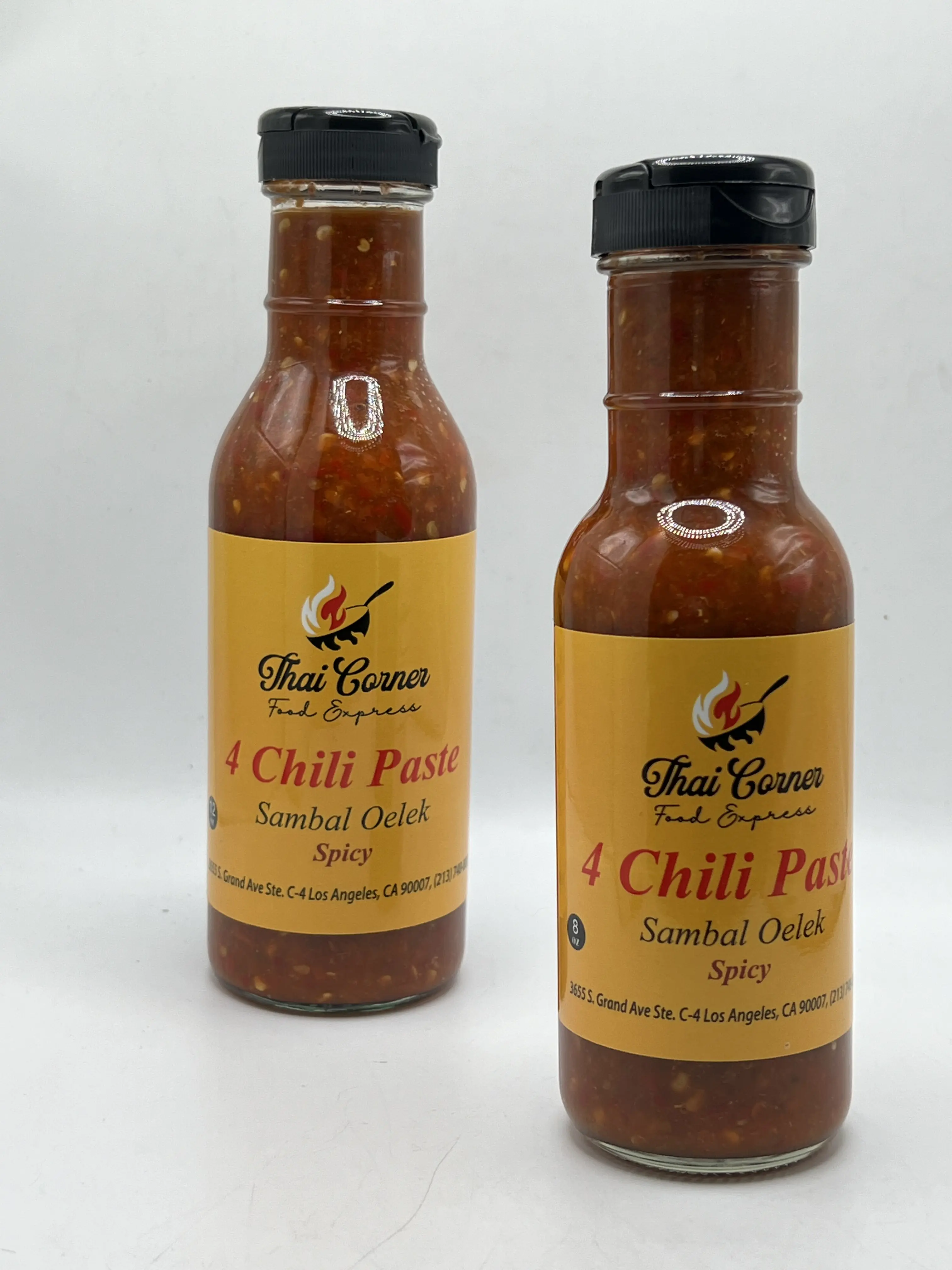 Thai Corner Food Express 4 Chili Paste Sambal Oelek - Spicy Flavor, 100% Vegan, Gluten-Free, Versatile Sauce for Various Dishes