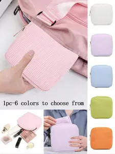 Minimalist Travel Storage Bag, Portable Makeup Pouch, Makeup Organizer Pouch, Cosmetic Pouch, Small Square Bag, Sanitary Pad Holder, Lightweight Design, Durable, Hand Washable Gift, Travel Cosmetic Bags