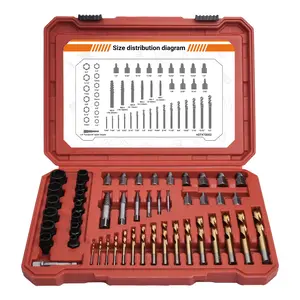 49 PCS Broken Bolt & Screw Extractor Kit, Multi-Spline Easy Out Tool Set with Left Hand Drill Bits, Remover for Stripped, Rounded, Damaged Bolts, Nuts, Studs and Fasteners