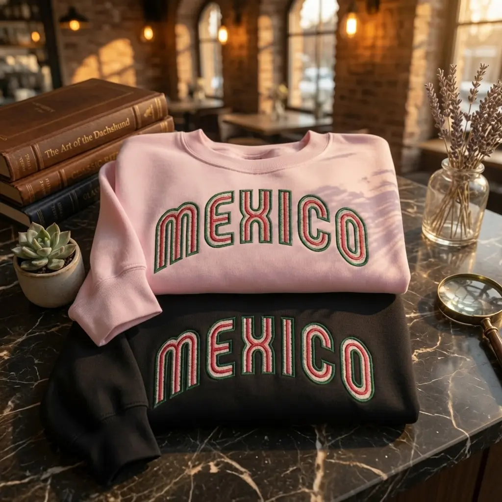 Embroidered Mexico Sweatshirt, Mexico Crewneck Sweater, Custom Mexico Pullover, Varsity Style Mexico Jumper, Aesthetic Travel Gift