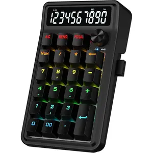 Redragon K733 PRO Wireless Gasket RGB Number Pad, 22 Keys Mechanical Numpad w/PC & Calculate Modes, 10 Digits Calculator Display, Knob Control, 5-Layer Noise Dampening, Creamy Custom Linear Switch
