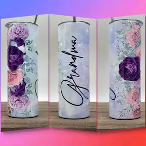 Lavender Floral Bridesmaid Tumbler Custom Skinny Tumbler, Bridesmaid Tumblers, Personalized Tumbler with Names,Personalized Bridesmaid gifts