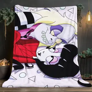 Lydia and Beetlejuice's Love Story Print Pattern Soft and comfortable home blankets, small throw blankets, nap blankets, perfect Christmas gifts for friends and besties. Super soft heat-pressed bla