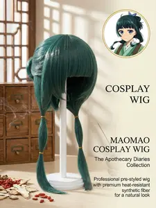 Maomao Cosplay Wig, The Apothecary Diaries, Dark Green Long Wig with Bangs, Anime Character Wig