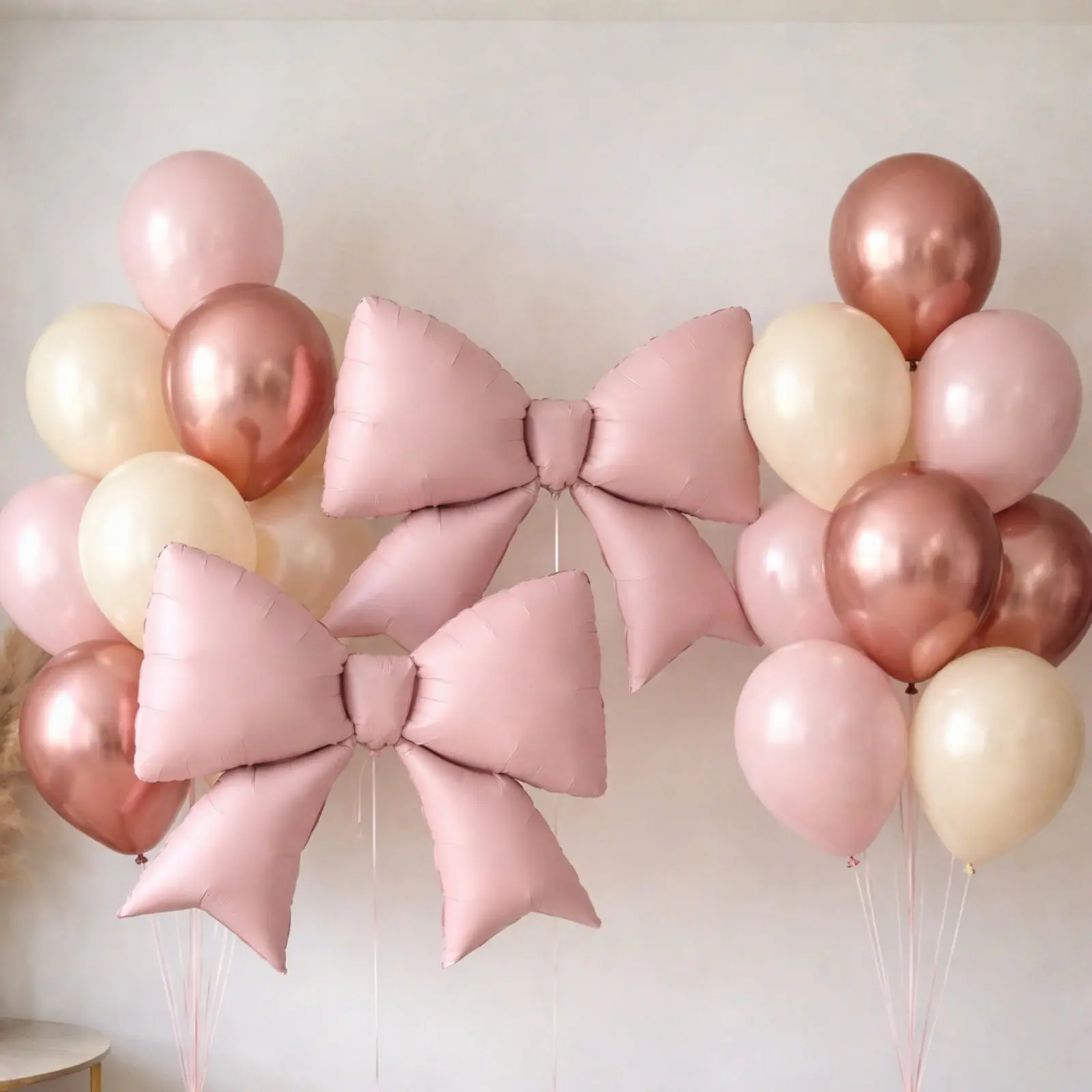 10-Pack Giant Matte Blush Pink Foil Bow Balloons - 29"x27" Inflated, for Balloon Arch, Birthday Decor, Baby Shower Backdrop & Photo Booth Styling, Balloons For Balloon Arch