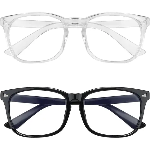 Anti Eyestrain Optical Daily Eyewear - Unisex Blue Light Blocking Glasses, Geometric-Pattern Flexible Frames, Soft Nose Fit, Pressure-Free Compact Textured Temples, 1-Piece Nosepiece, 1 Pair (Party Bag Gift for Home & Festive Occasions), Anti Eyestrain Ey
