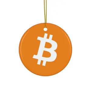 Bitcoin Ceramic Ornament - Orange Crypto Christmas Decor with Bitcoin Symbol for Holiday Gift Giving - Cloth
