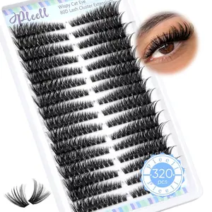Lash Clusters 320 Pcs Individual Lashes Clusters 7-16 MM Cat Eye Wispy Eyelash Clusters D Curve 80D Cluster Eyelash Extensions Easy DIY Lash Extension at Home