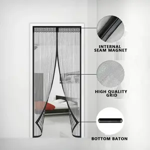 Homitt Magnetic Screen Door 82"x39"/82"x35" Hands Free Windproof Full Frame Hook&Loop Durable Polyester Mesh with Magnets & Gravity Sticks Pet Kid Friendly Easy Install Sliding Barn Doors Side Access Door
