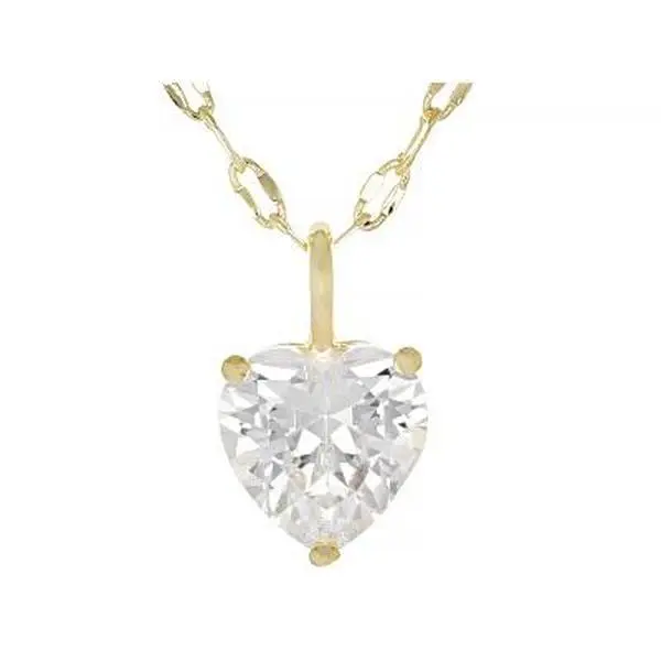 JTV White Cubic Zirconia 18k Yellow Gold Over Brass Heart Necklace 2.90ctw