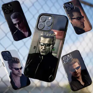 Albert Wesker Portrait V2 Glossy Tough Phone Case 11 to 17 series S23 to S25 - Enemy of Leon Raccoon City Cop Phone Case - Gift for Handsome Police’s Fans - Phone Cases For 11 12 12Pro 12 Promax 13 14 15 16 17Pro