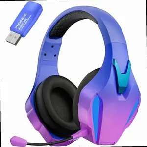 Wireless Gaming Headset for PS5/PS4/PC/Switch 2.4GHz RGB Stereo Sound Detachable Mic Noise Cancelling Comfortable for Xbox Streaming Purple 3W3X26069, Rgb Lights, 2.4Ghz Wireless