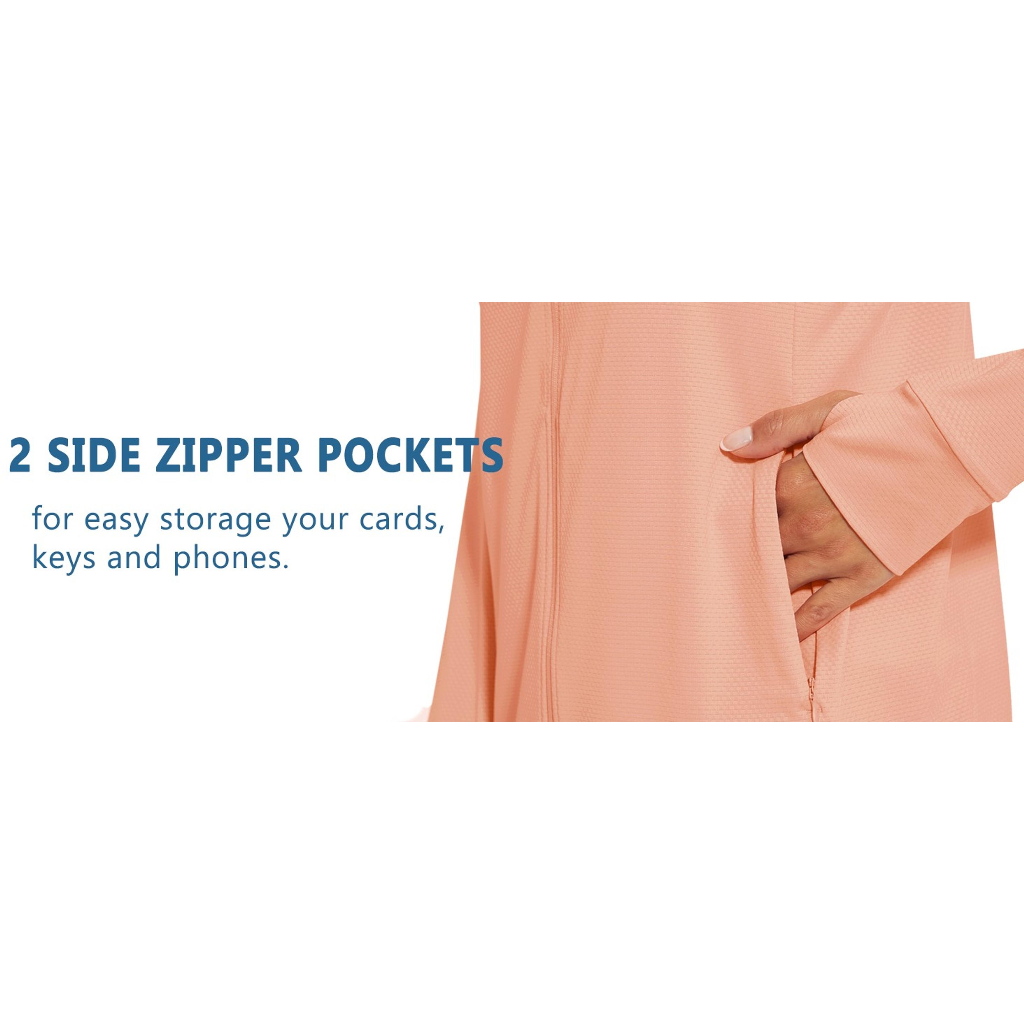 MAGCOMSEN Women's UPF 50+ Lightweight Athletic Jacket Sun Protection Full Zip Long Sleeve Shirts Hiking Outdoor Pockets Gift